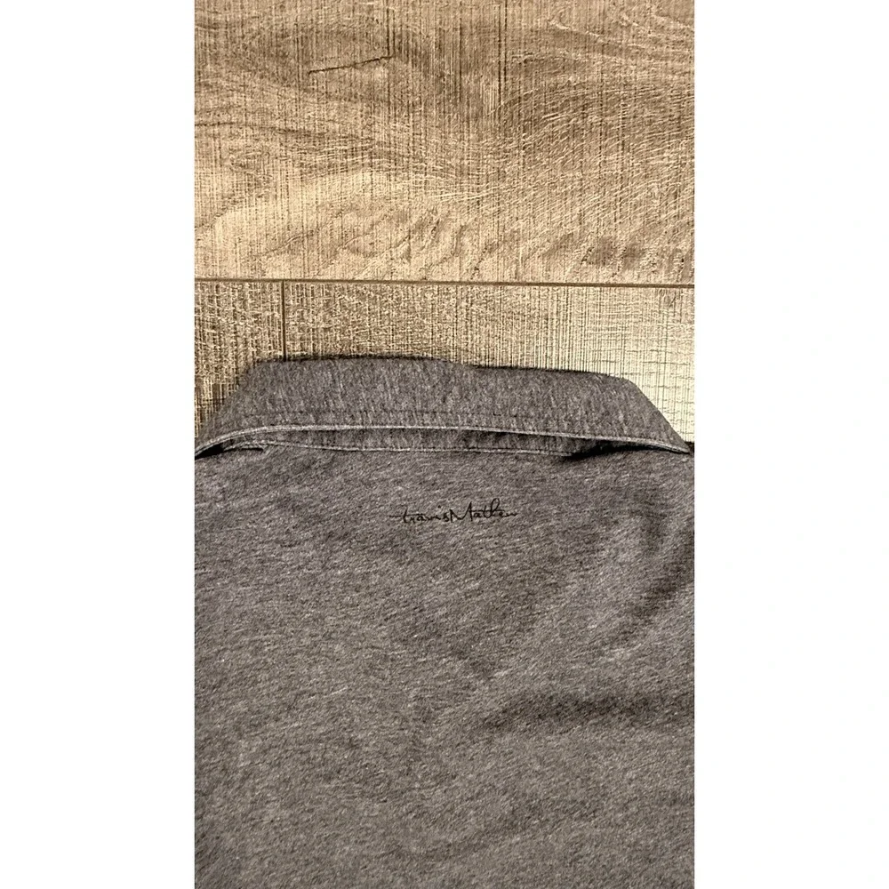 TravisMathew Men's Gray Striped Polo Shirt S Short Sleeve Collared Logo Button